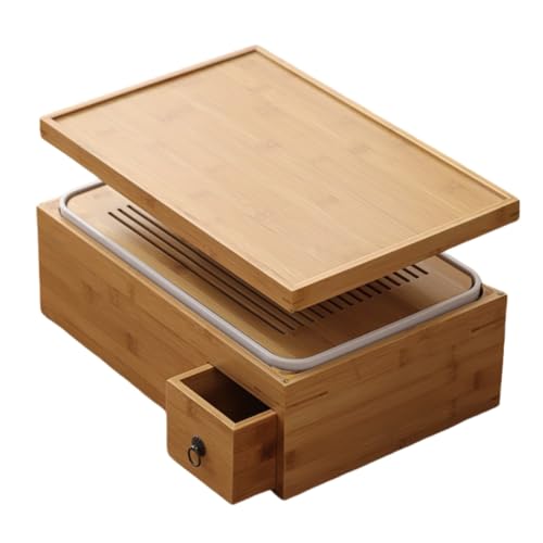 zjdgweh 中国茶トレイ排水タイププレート 中国茶器 茶盤 水貯蔵茶サービングトレイ家庭用カンフーティーセット 多機能収納 貯水式 ティートレー 長方形 貯水式茶盤 茶盤 茶道 茶盆 茶台 メーカー 来客用 収集 收藏 用 オフィス (ナチュラル-大き