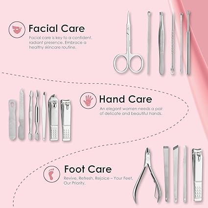 18 Stück Maniküre Kit, Pediküre Werkzeuge für Füße, Nagelknipser, Ohrpicker Pinzette, Maniküre Pediküre Set für Damen und Herren