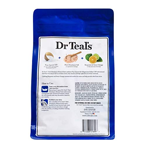 Dr. Teal's Pure Epsom Salt Bath Variety Gift Set (2 Pack, 3Lbs Ea.) - Restore & Replenish Pink Himalayan, Detoxify & Energize Ginger & Clay - Essential Oils Remove Toxins 7 Help Alleviate Daily Stress #TOP2