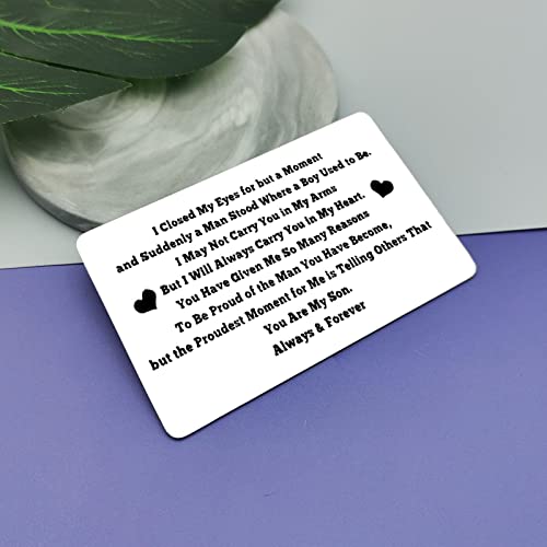 to My Son Birthday Card from Mom Metal Wallet Insert Card Son Gift from Mom Inspirational Gift Encouragement Gift Mom to Son Gifts Graduation Wedding Gift Engraved Wallet Insert Card Christmas Gift