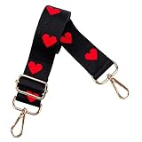 5Chaos Heart Punk Purse Strap for Crossbody Shoulder Handbag, Embroidery Vintage Nylon Adjustable St