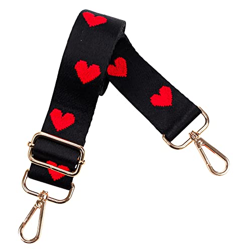 5Chaos Heart Punk Purse Strap For Crossbody Shoulder Handbag, Embroidery Vintage Nylon Adjustable Strap For Women Bag Replacement #TOP11