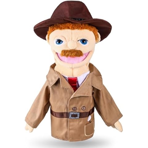 Role Play Hand Puppets Hand Plush Chef Doctor Fireman Pirate Detective Athlete Nurse Worker Hand Puppet Toys Puppets for Kids Storytelling Imaginative Pretend Play Teaching Preschool(Detective) Cover