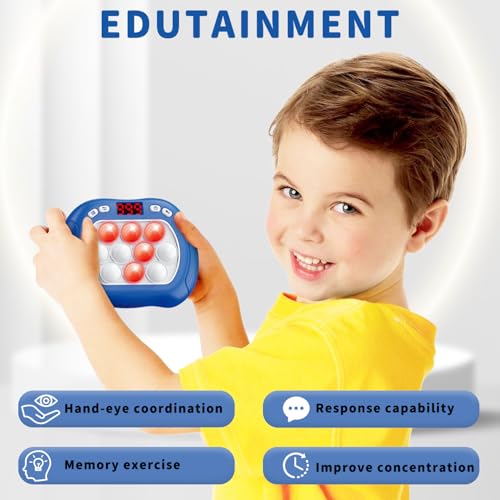 Intoypad Pop Game Light Up Fidget Toy for Kids, 6 Modes LED Screen Quick Push Pop Game Controller Electric Fidget Popper Game Bubble Road Trip Car Game Birthday Toys for Kids Boys Blue