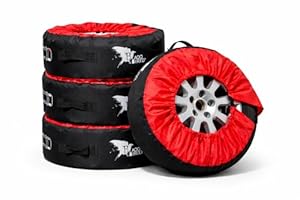 Blaqqbird Reifentaschen Set als praktische Autoreifen Schutzhülle - 4 Reifenschutzhüllen für Sommer- und Winterreifen - Reifenaufbewahrung mit Aussparung für Reifenbaum | 13"-16" | Reifen Abdeckung