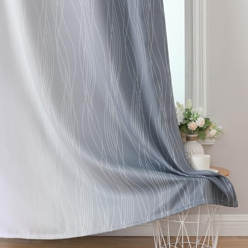 VEHEDE VEHEDE Farbverlauf Ombre Grau und Weiß Thermovorhang Kälteschutz Gardinen mit Ösen Schlafzimmer, Schallschutz Vorhänge Blickdicht Verdunklungsvorhänge Wohnzimmer, H 214 x B 107 cm, 2er Set - Funktionsansicht 5 | Tages Deals