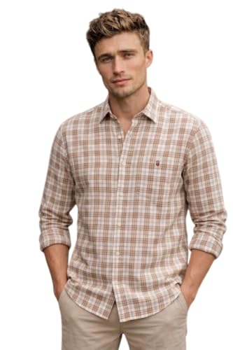 Image of Louis Philippe Men's Slim Fit Premium Cotton Easy Care, Soft Handfeel Full Sleeve Checks Casual Shirt
