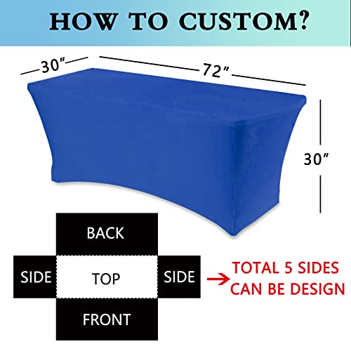 Gbvllexuii Custom Table Cloth With Business Logo Personalized Stretch Spandex Table Cover For 4Ft 5Ft 6Ft 8Ft Tables Customize Fitted Tablecloth Rectangle Tradeshow Events 6Ft #TOP1