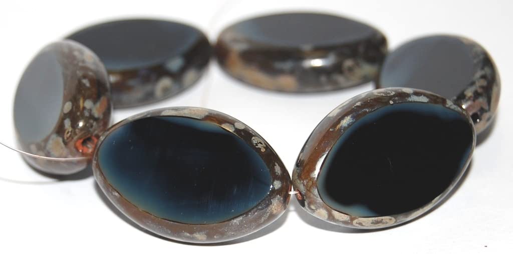 10 pcs Table Cut Oval Beads Roach, (17019 43400), Glass, Czech Republic, Size 30 x 20 mm (1.18 x 0.79 in)