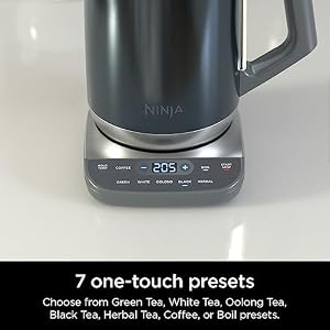 Ninja KT200BL Precision Temperature Electric Kettle 1500 watts BPA Free Stainless 7 Cup Capacity Hold Temp Setting Blue Stainless