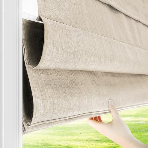 CHICOLOGY Roman Shades for Windows, Window Treatments, Roman Shades, Roman Window Shades, Room Darkening Shades, Window Shades, 30" W X 64" H, Belgian Flax (Privacy & Light Filtering) - Image 4