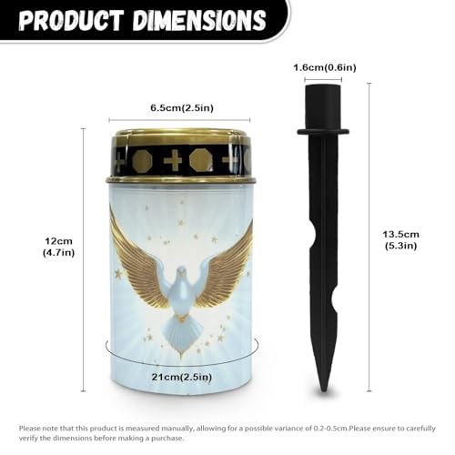 Image of Gold Peace Dove Cemetery Solar Lights for Grave Waterproof Solar Grave Lights for Cemetery Decoration Automatic Solar Powered Flameless Candle Lights