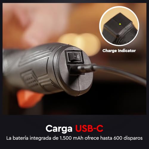 Miniatura 7 de Dnipro M Grapadora A Batería 3.6v 1500 Mah. Incluye 400 Grapas Y 100 Clavos, Compatible Con Grapas 6 14 Mm Y Clavos 14 15 Mm, Carga Usb C. Cs-36