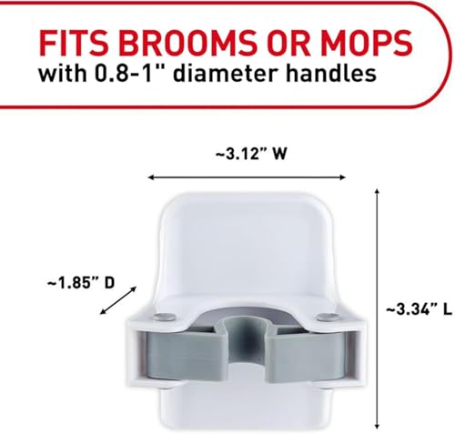 Image of Command Broom Grippers, 3 Hangers and 6 Strips, Damage-Free Mop and Broom Holder Wall Mount, Household Cleaning Tool Organizer for Kitchen, Laundry Room, Closet, Holds up to 4 lb (Pack of 3)