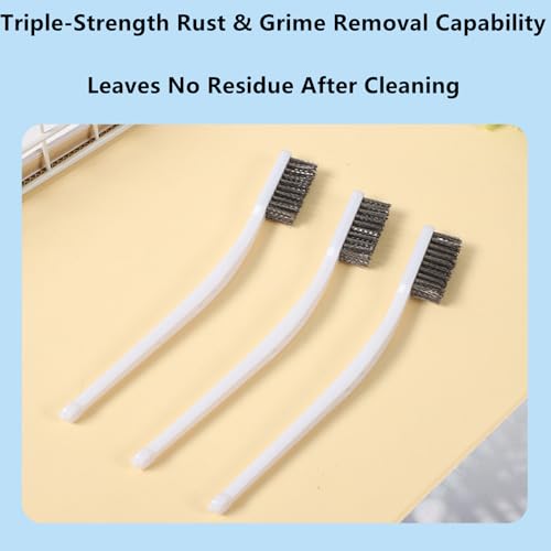 Image of 6 Pack Stainless Steel Wire Brushes Set - Heavy-Duty Rust Removal for Industrial Equipment, Stubborn Grime in Kitchen Ovens, Walnut Carving Gaps (17cm White Handle, Reinforced Bristles)