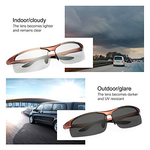 Image of MIRYEA Polarized Photochromic Driving z87 Sunglasses for Men Day Night Safety Glasses
