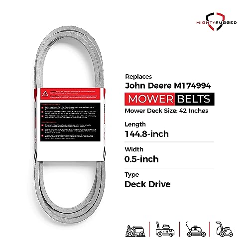 Image of MightyRugged M174994 42 Inch Deck Belt Replacement - Belt Length 144.8 inch - Heavy-Duty, Durable, Aramid Cord Mower Deck Belt Replacement for X330, X350, X354, X370