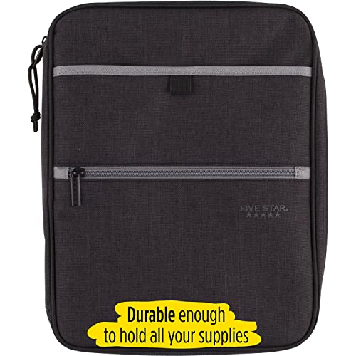 Five Star Zipper Binder, 1 Inch 3-Ring Binder, Carry-All with Internal Pockets and Dividers, 375 Total Sheet Capacity, Heathered Black/Gray (29092IT8) - Image 2