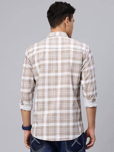 Image of Majestic Man Men Comfort Slim Fit Opaque Checked Cotton Casual Shirt