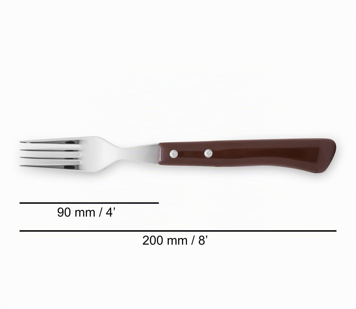 Arcos Set di Posate per Tavola in Acciaio Inossidabile – 6 Coltelli da Bistecca e 6 Forchette con Manico in Legno di Faggio – Marrone, Serie Mesa