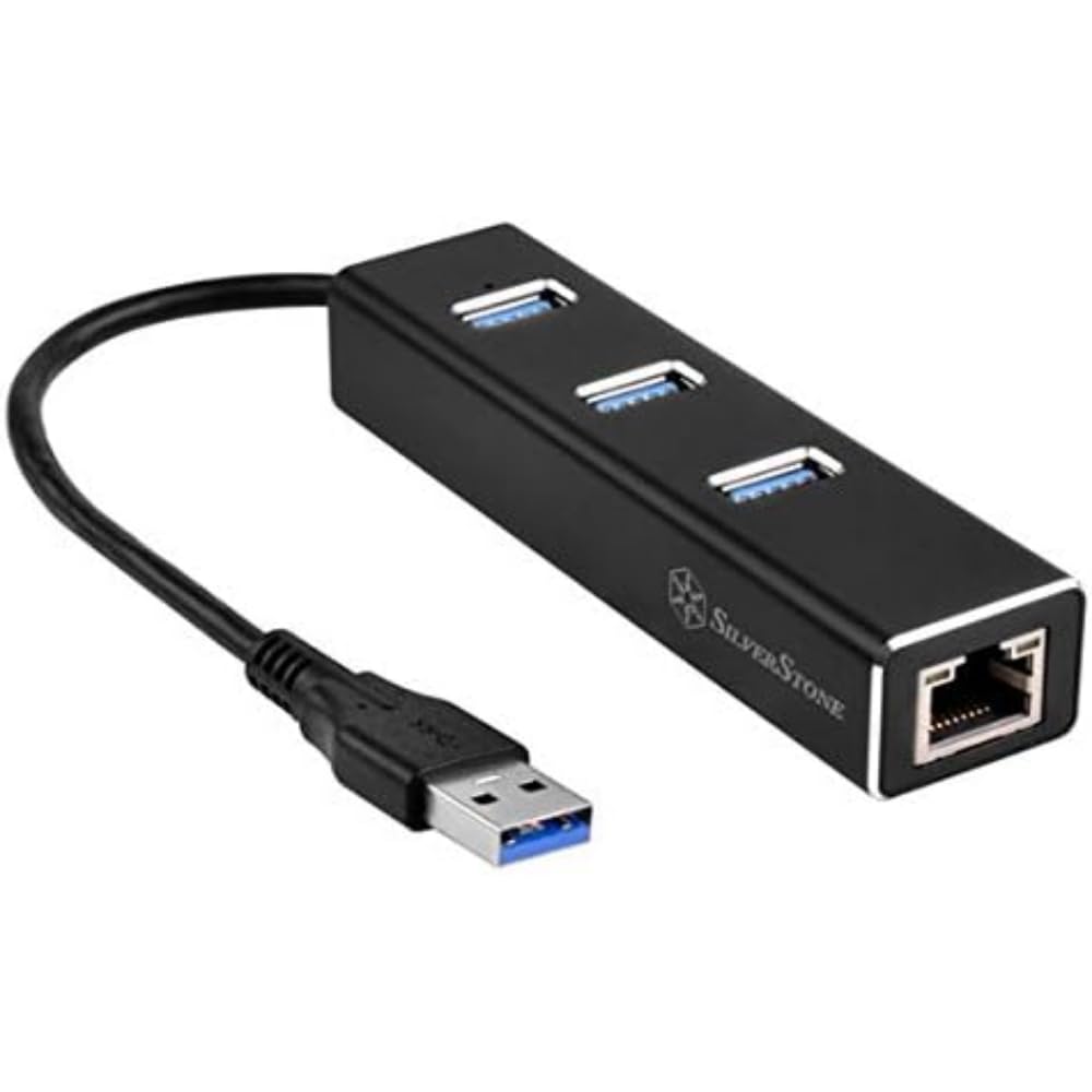 SilverStone SST-​EP04 - Adaptateur réseau Ethernet Gigabit 3 ports USB 3.1 Gen 1 Type A/​RJ45, aluminum