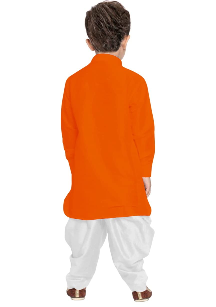 Tustous Boys Kurta Dhoti set in Cotton Orange - Image 3 thumbnail