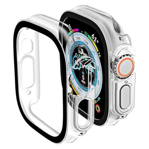 Image of Smiling 2 Pack Case Compatible with Apple Watch Ultra 3(2025) / Ultra 2 /Ultra 49mm with Tempered Glass Screen Protector, Hard PC Case Scratch-Resistant Overall Protective Cover -Transparent