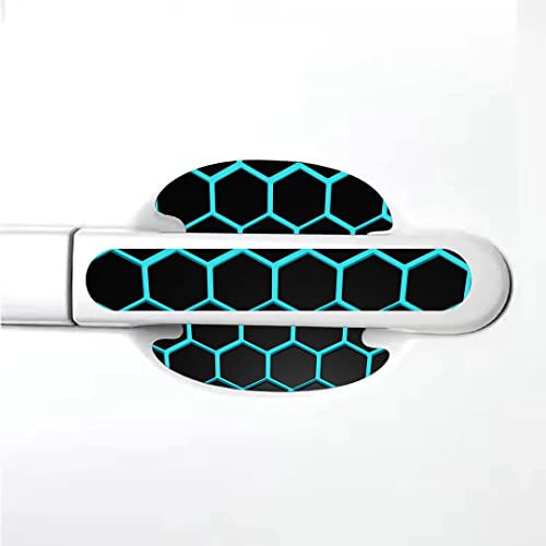 Image of CVANU Car Door Handle & Door Bowl Pack of 8 Anti-Scratch Guard Protective Cover Sky-Bule & Black Self-Adhesive Vinyl Sticker Cv8