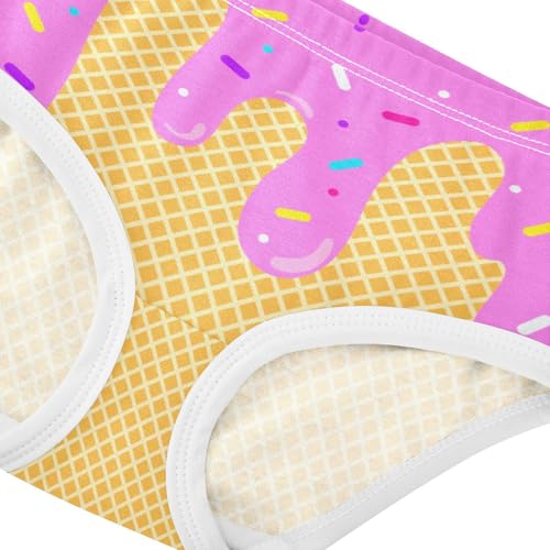 Little Girls' Soft Cotton Underwear Kids Breathable Comfort Pink Ice Cream Panties Briefs Toddler4