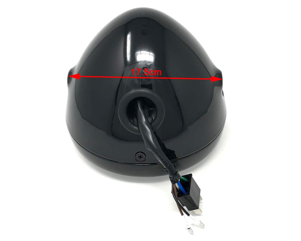 Alchemy Parts Reflektor motocyklowy 19,1 cm z pierścieniem LED Halo Prime do Royal Enfield Continental GT Interceptor 650 Street Café Racer, czarny błyszczący