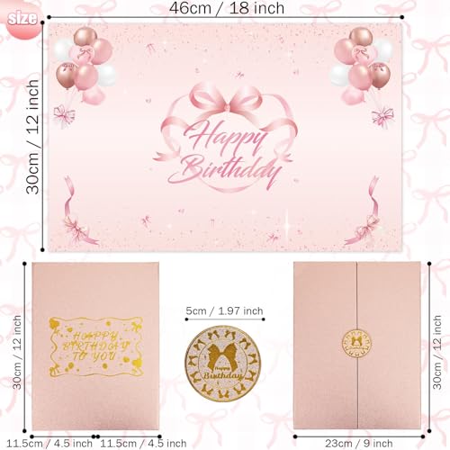 Image of Bow Birthday Decorations for Girls Women Rose Gold Happy Birthday Guest Book to Sign Coquette Birthday Alternative Signature Guestbook Gifts Keepsake Pink Bow Heart Memory Book Card Board Party