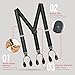 HOLD'EM Tuxedo Suspenders for Men Black Genuine Leather Button End 1.25 Inches Mens Braces Suspenders- Regimental Stripe Black (Regular 46