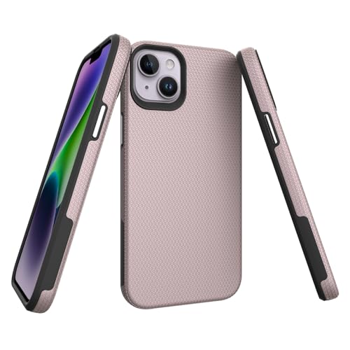 Image of NOXO Ultra-Hybrid Triangle Back Case Cover for iPhone 14 Plus, | Shockproof Design | Camera Protection | Soft TPU & Rugged PC | Bumper Case Cover for iPhone 14 Plus, (Aureate Pink)