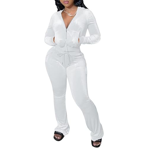 Yeshire Women's 2 Piece Outfits Velvet Sweatsuits Zip-up Hoodie Jacket Casual Jogging Set Tracksuit Set with Pockets