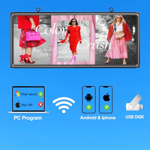 Image of P6 Outdoor Full Color 40 x 18 inches Led Sign WIFI And USB Programmable Led Display With High Resolution Scrolling Texts, Colorful images and videos LED Advertising Screen Digital Board For Shop