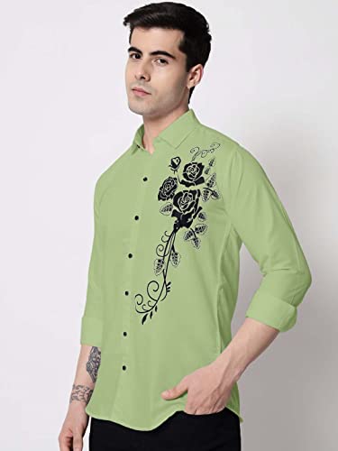 Image of Zombom Men's Regular Fit Cotton Blend Printed Spread Collar Full Sleeve Casual Shirt