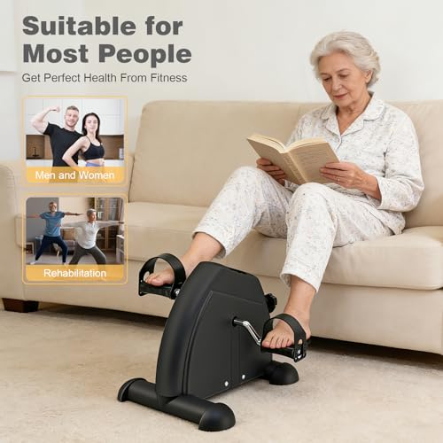 Image of Mini Exercise Bike: Portable Under Desk Bike Pedal Exerciser Foot Cycle Arm & Leg Pedal Exerciser with LCD Screen Displays & Adjustable Resistance for Home /Office