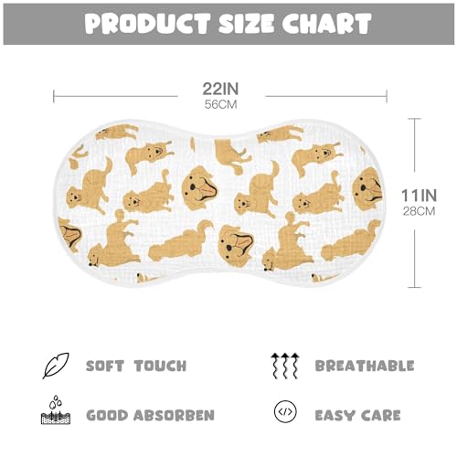 Golden Retriever Dog Muslin Burp Cloths for Baby 2 Pack Soft 100% Cotton Baby Washcloths Bibs for Boy Girl2