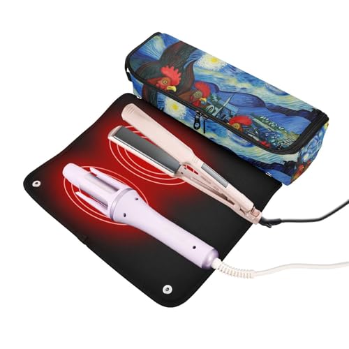 Bolsa de viaje para herramientas de cabello para mujer con almohadilla resistente al calor, estuche portador impermeable para rizadores, planchas y secadores de cabello miniatura 2