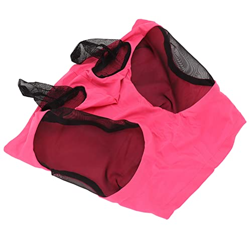 Pferde-Fliegenmaske, Pferde-Mesh-Fliegenmaske, Atmungsaktive, Elastische Pferde-Gesichtsmaske mit Ohrenschutz, Passend für Reitausrüstung (Rosenrot)