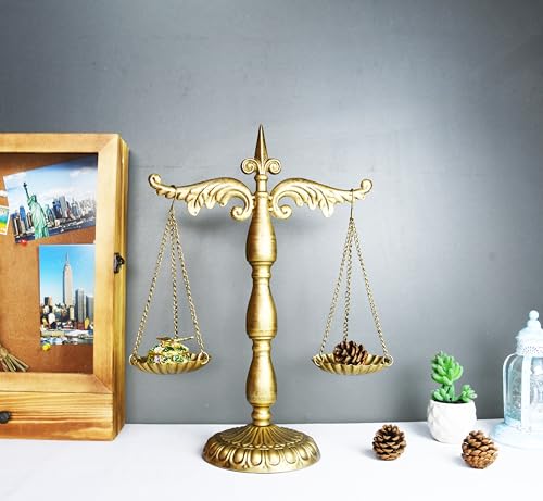 Tour de bijoux Balance vintage en métal doré 28cm | Rangement cosmétiques et bougies - 5