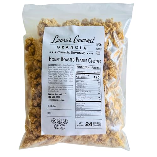 Laura’s Gourmet Granola Clusters, Honey Roasted Peanut, 24 oz Bag