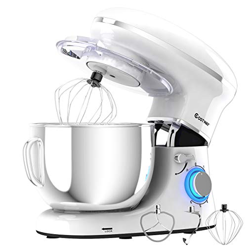 COSTWAY Stand Mixer, 660W Electric Kitchen Food Mixer with 6-Speed Control, 6.3-Quart Stainless