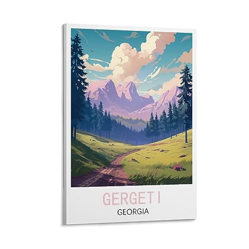 Poster de voyage Géorgie Gergeti pour déco murale de chambre moderne