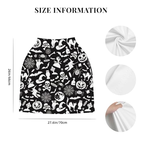 Image of Goth Halloween Skull Pumpkin Gothic Baby Stuff Car Seat Cover for Baby,Mom Nursing Breastfeeding Covers,Multi-Use Car Seat Canopy Carrier Cover,Newborn Shower Gift for Boys Girls