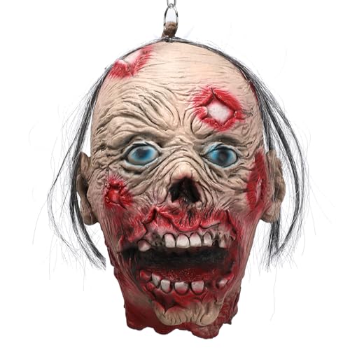 Pigmiss Scary Severed Head Zombie Decorations Horror Halloween Hanging Bloody Realistic Zonbie Head Props Haunted Party Décor