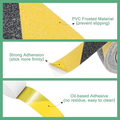 Image of M METERXITY 2-Pack Grip Tape, 0.8Inch x 16.4ft /20mm x 5m Anti Slip Traction Tape for Stair Steps /Indoor /Outdoor, Non Skid Adhesive Stair Tread Tape [Black /Yellow]