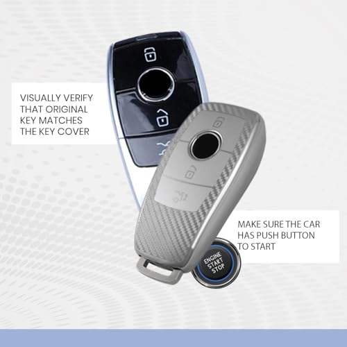 Image of Keyzone Silverstar TPU Key Cover with Keychain Compatible for Mercedes Benz E, S, A, C, G Class 2020 Onwards, Smart Key (Silver)