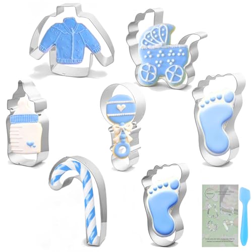 TINGSING Cortadores de galletas para baby shower, 7 piezas de cortadores de galletas para niños, moldes de fondant para baby shower, fiesta de cumpleaños, material de acero inoxidable