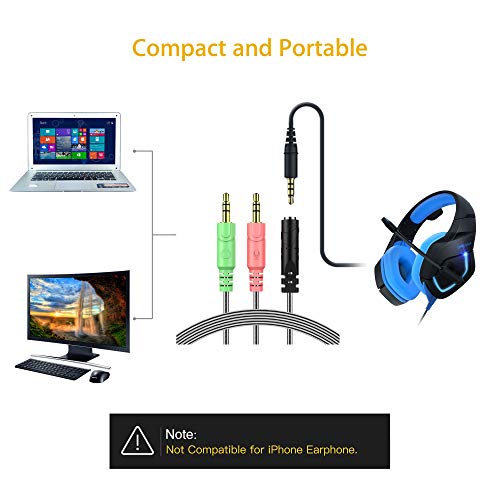 image for MillSO Headset Adapter 3.3 Feet 3.5mm Audio Jack Y Cable Headphone Ada